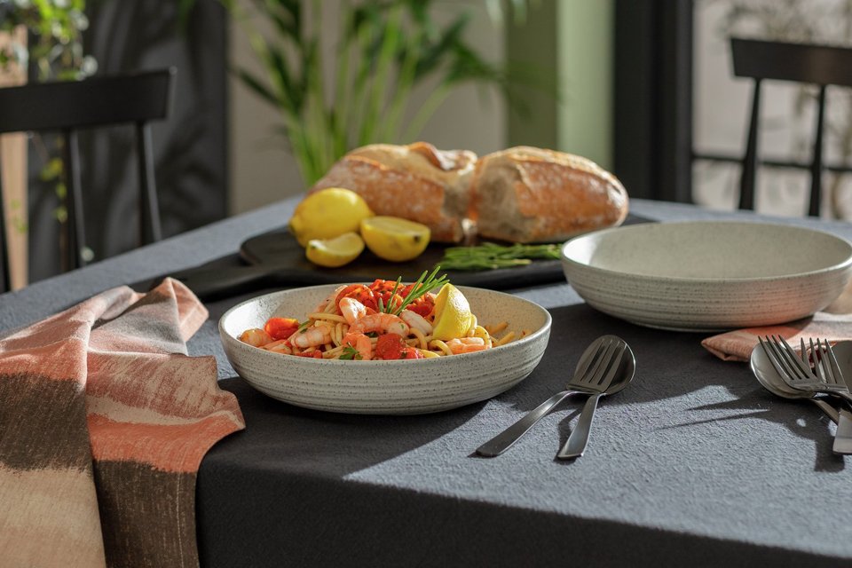 Habitat textured ripple 4 piece chalk pasta bowls.